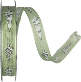 Vánoční stuha bavlněná MINT TREES 15mm x 2m (5,-Kč/m)