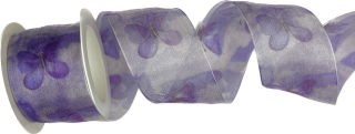 Stuha organzová BUTTERFLY DREAM lila 40mm x 2m (13,-Kč/m)