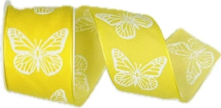 Stuha látková SWEET BUTTERFLY YELLOW žlutá 40mm x 2m (13,-Kč/m)