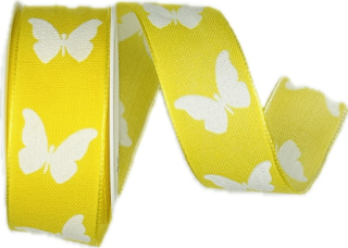 Stuha látková SWEET BUTTERFLY YELLOW žlutá 25mm x 2,5m (8,- Kč/m)