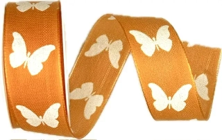 Stuha látková SWEET BUTTERFLY ORANGE oranžová 25mm x 2,5m(8,- Kč/m)