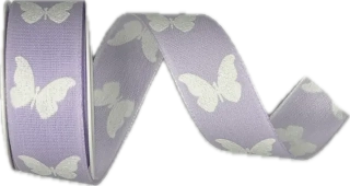 Stuha látková SWEET BUTTERFLY LAVENDER  levandulová 25mm x 2,5 m (8,- Kč/m)