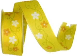 Stuha taftová SPRING MEADOW žlutá 25mm x 2m (10,-Kč/m)