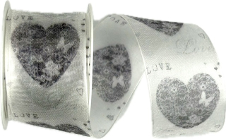 Organzová stuha Organdy Love Granite – granitová 40mm x 2m