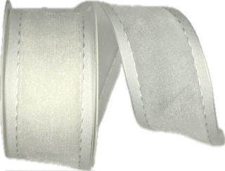 Stuha organzová CHAMPAGNER White Elegance prošívaná bílá 40mm x 2m (13,-Kč/m)