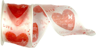 Organzová stuha Organdy Love Red – červená 40mm x 2m