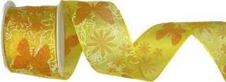 Stuha taftová BUTTERFLY MEADOW žlutá 40mm x 2m (14,-Kč/m)