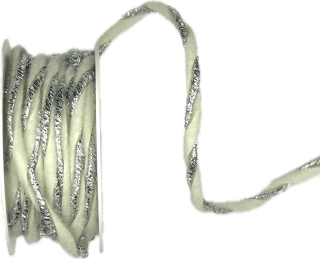 Silver Cotton Twist 3 mm – Kroucený stříbrno-bílý provázek 3mm x 2m 