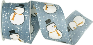 Stuha vánoční SNOWMAN pastelově modrá 40mm x 2m (14,-Kč/m)