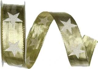 Stuha vánoční ADVENT STAR GOLD zlatá 25mm x 3m (8,- Kč/m)