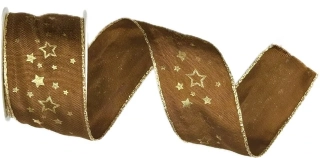 Stuha vánoční saténová NOBLESSE BROWN čokoládově hnědá 40mm x 2m (16,-Kč/m)