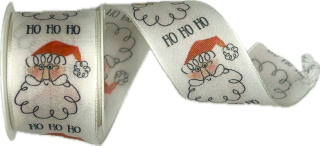 Vánoční stuha bavlněná Ho Ho Ho bílá 40mm x 2m (12,-Kč/m)