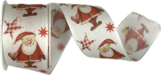 Stuha vánoční HAPPY SANTA bílá 40mm x 2m (13,-Kč/m)