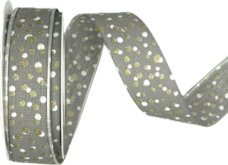 Stuha vánoční STARDUST GREY šedá 25mm x 2m (12,-Kč/m)