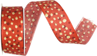 Stuha vánoční STARDUST RED červená 25mm x 2m(12,-Kč/m)