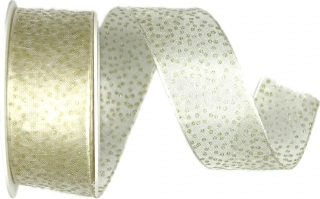 Stuha organzová VIVA GOLD zlatý potisk 25mm x 2m (13,-Kč/m)