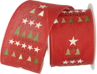 Stuha vánoční MERRY CHRISTMAS RED červená 40mm x 2m (15,- Kč/m)