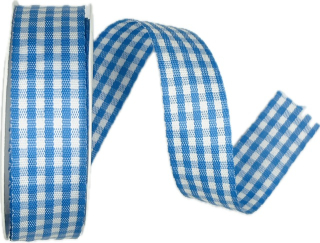 Stuha taftová VICHY KARO BLUE modrá 25mm x 3m (6,- Kč/m)