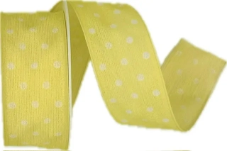 Bavlněná puntíkovaná stuha pastelově žlutá 25mm x 2m (9,-Kč/m)