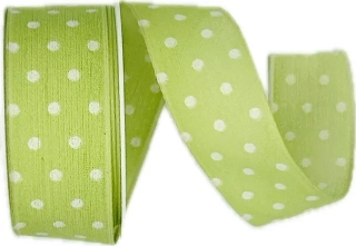 Bavlněná puntíkovaná stuha pastelově světle zelená 25mm x 2m (9,-Kč/m)