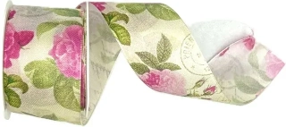 Stuha taftová TEA ROSE PINK růžová 40mm x 2m ( 13,- Kč/m)