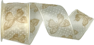 Stuha organzová BUTTERFLY CREAM krémová 40mm x 2m (13,-Kč/m)