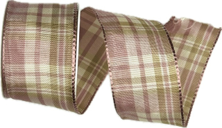 Saténová stuha CARACAS KARO starorůžová 40mm x 2m