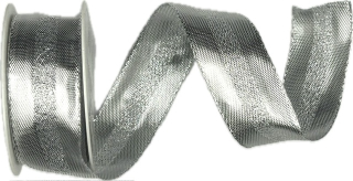 Stuha lurexová LONDON stříbrná 25mm x 2m (13,-Kč/m)
