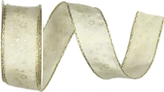 Vánoční stuha saténová krémová NOBLESSE 25mm x 2m (11,-Kč/m)