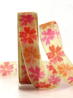 Stuha organzová SUMMER DREAM Sunny Meadow zelená 25mm x 2,5m(8,80 Kč/m)