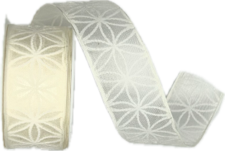 Stuha taftová RHODOS CREAM transparentní smetanová 25mm x 2m (13,- Kč/m)