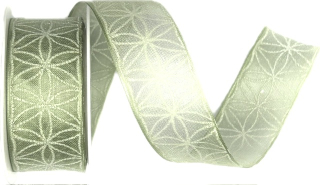 Stuha taftová RHODOS GREEN transparentní pastelově zelená 25mm x 2m (13,- Kč/m)