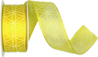 Stuha taftová RHODOS YELLOW transparentní žlutá 25mm x 2m (13,- Kč/m)