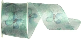 Stuha organzová BUTTERFLY DREAM tyrkysová 40mm x 2m (13,-Kč/m)