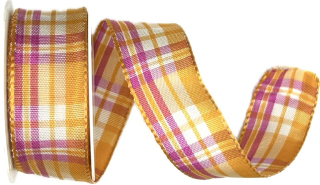 Saténová stuha CARACAS KARO oranžová 40mm x 2m