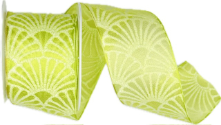 Stuha taftová ART DÉCO GREEN světle zelená průsvitná 40mm x 2m (13,-Kč/m)