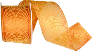 Stuha taftová ART DÉCO ORANGE oranžová průsvitná 40mm x 2m (13,-Kč/m)